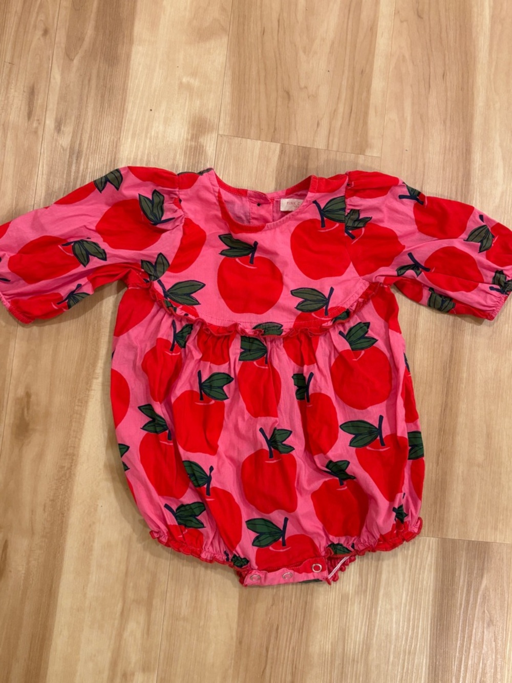 Pink Chicken Apple Print Bubble